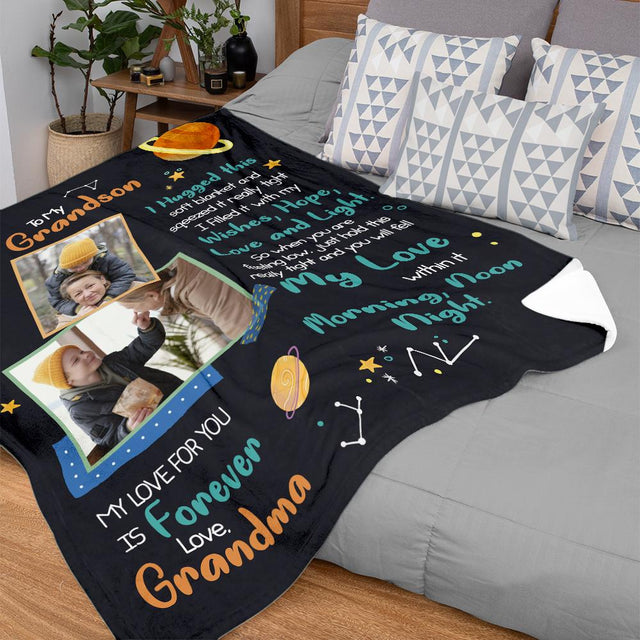 Custom Photo, Gift For Grandson, Letter Blanket