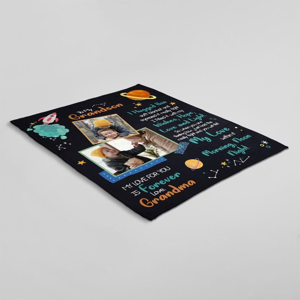 Custom Photo, Gift For Grandson, Letter Blanket