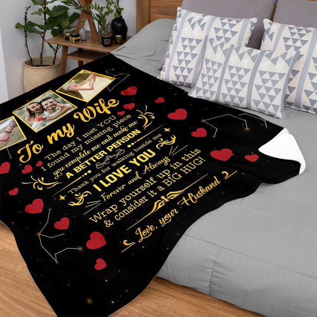 Custom Photo, Gift For Wife, Letter Blanket