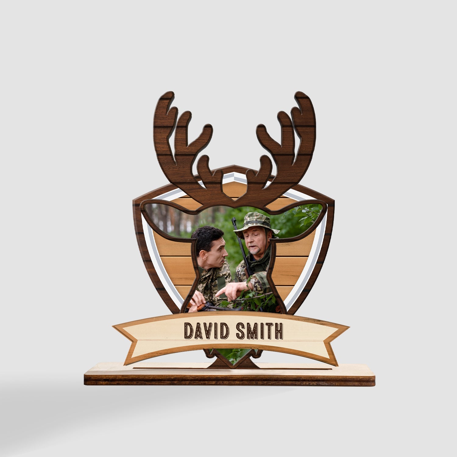 Custom Photo, Hunting Deer, Wooden Plaque 3 Layers