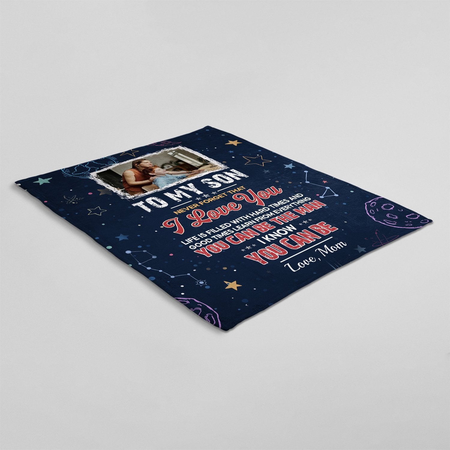Custom Photo, Letter Blanket, Gift For Son