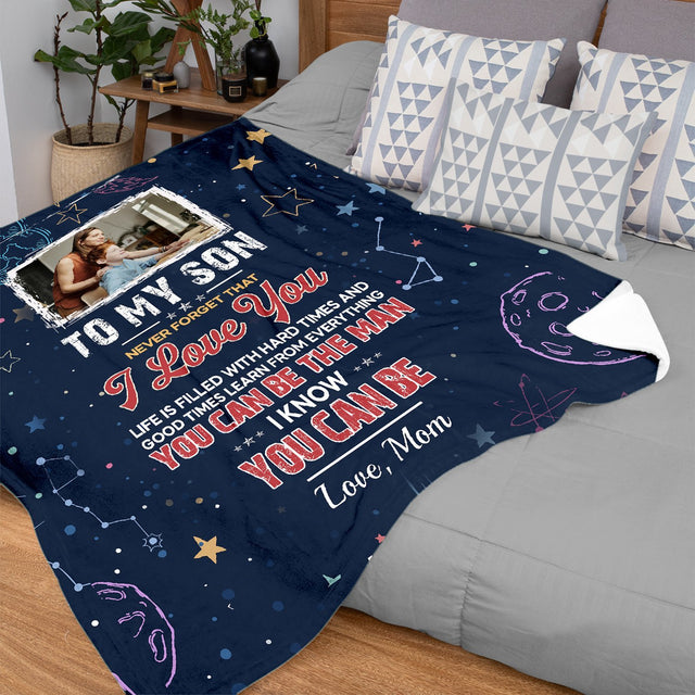 Custom Photo, Letter Blanket, Gift For Son