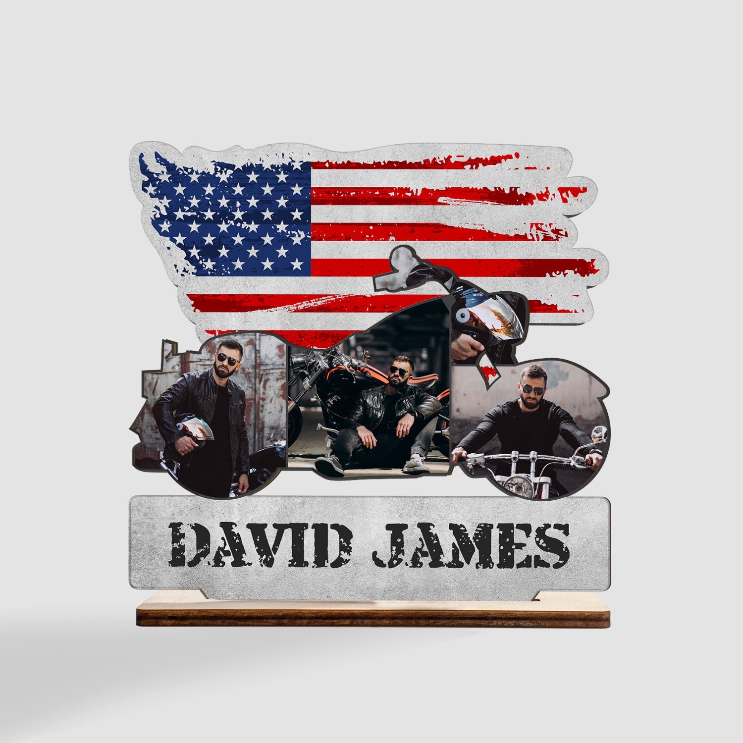 Custom Photo, Motorbike Shape, Wooden Plaque 3 Layers