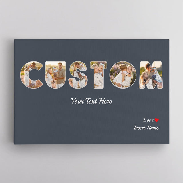 Custom Photo On Text - Personalized Name And Text Canvas Wall Art