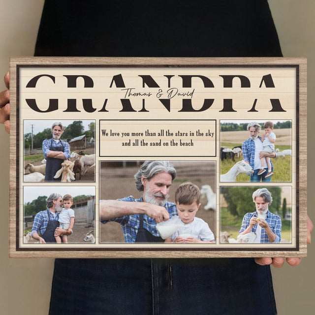Custom Photo - Personalized Name And Text Canvas Wall Art, Gifts For Grandpa