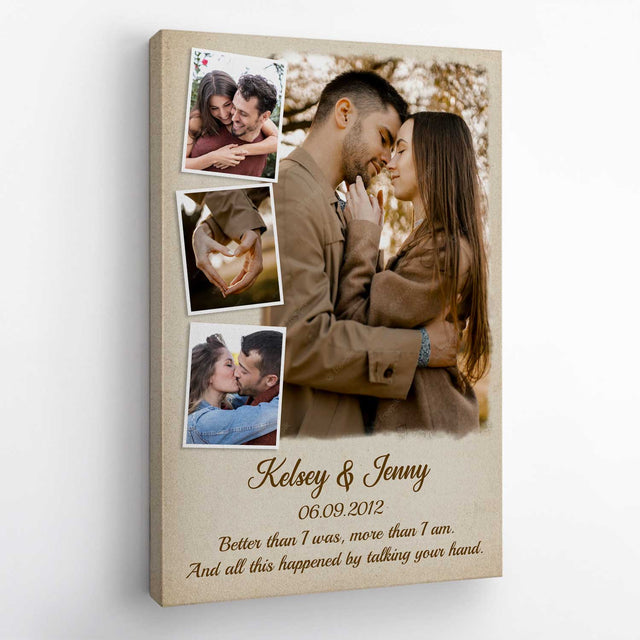 Custom Photo, Personalized Name And Text, Gift For Couple, Canvas Wall Art