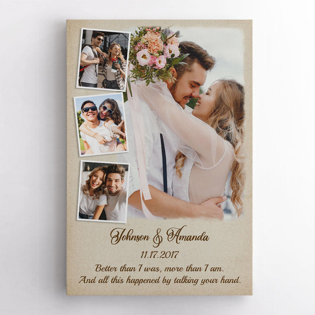 Custom Photo, Personalized Name And Text, Gift For Couple, Canvas Wall Art