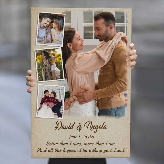 Custom Photo, Personalized Name And Text, Gift For Couple, Canvas Wall Art