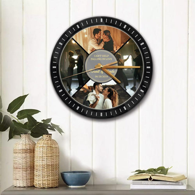 Custom Photo, Personalized Name And Text, Vinyl Record, Wall Clock