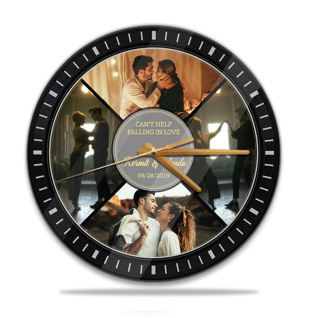 Custom Photo, Personalized Name And Text, Vinyl Record, Wall Clock