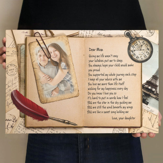 Custom Photo, Personalized Name, Gift For Mom Canvas Wall Art