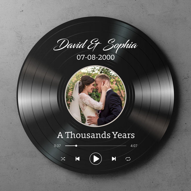 Custom Photo, Personalized Song Name And Text Round Wood Sign