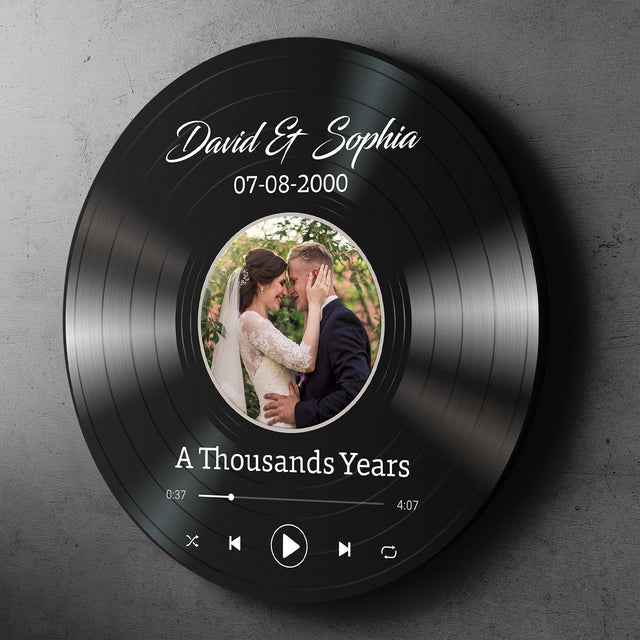 Custom Photo, Personalized Song Name And Text Round Wood Sign