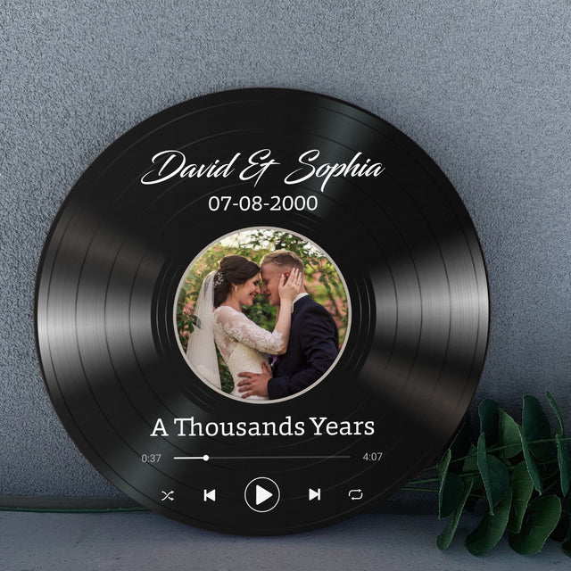 Custom Photo, Personalized Song Name And Text Round Wood Sign