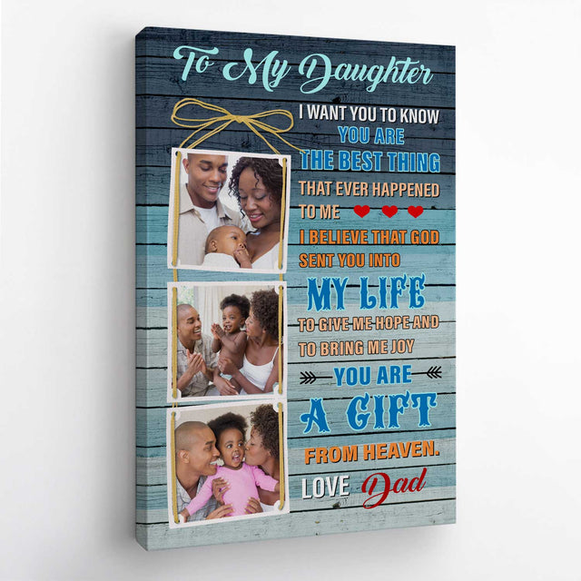 Custom Photo, Personalized Text Canvas Art Print, Gift For Daughter