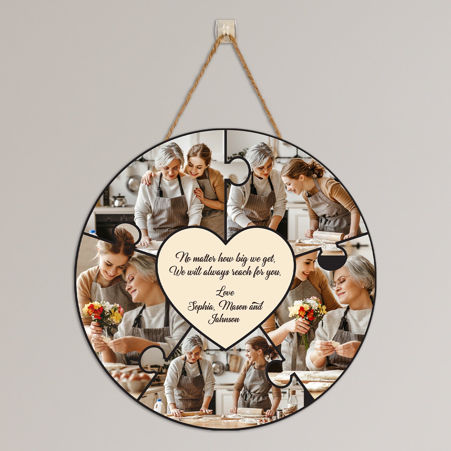 Custom Photo, Personalized Text, Round Wood Sign