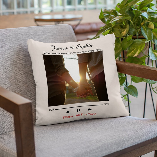 Custom Photo, Song Title & Artist Name Pillow