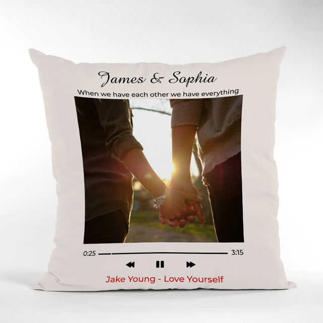 Custom Photo, Song Title & Artist Name Pillow