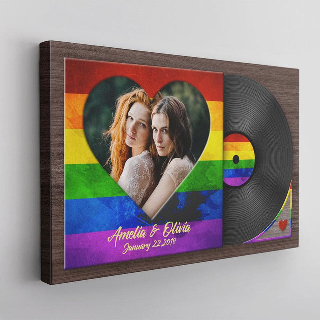 Custom Photo, Vinyl Record, Personalized Name And Date, Canvas Wall Art