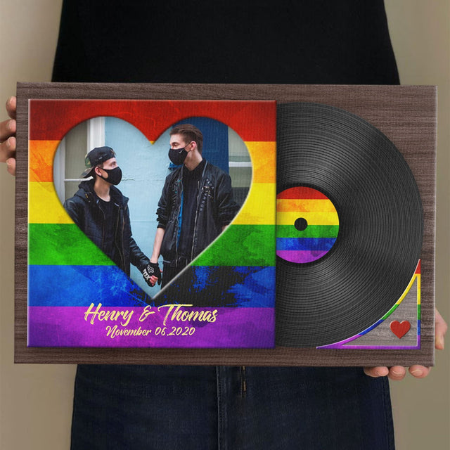 Custom Photo, Vinyl Record, Personalized Name And Date, Canvas Wall Art