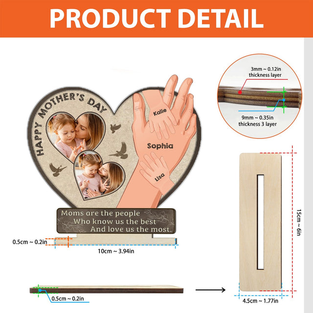 Custom Photo, Wooden Plaque 3 Layers, Gift For Mom, Mothers Day