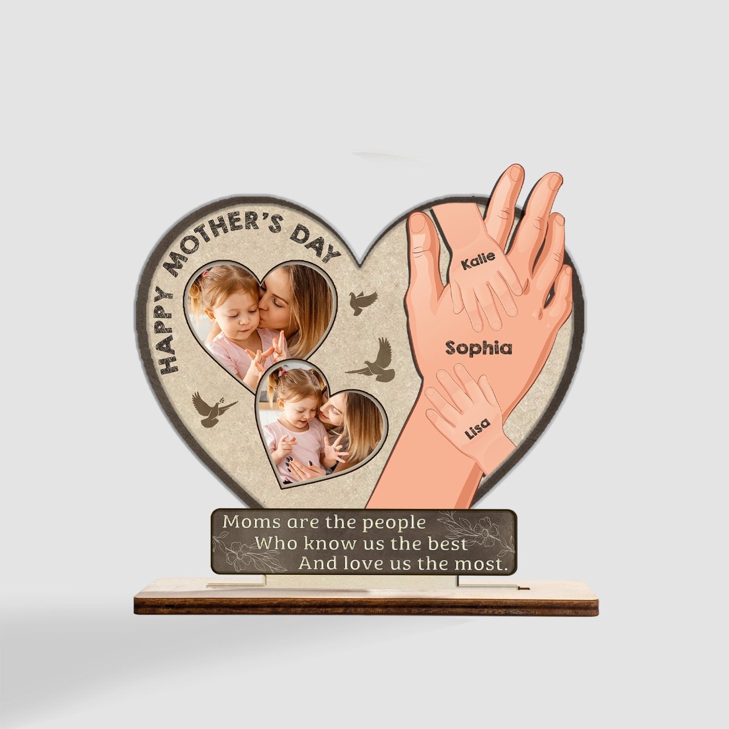 Custom Photo, Wooden Plaque 3 Layers, Gift For Mom, Mothers Day