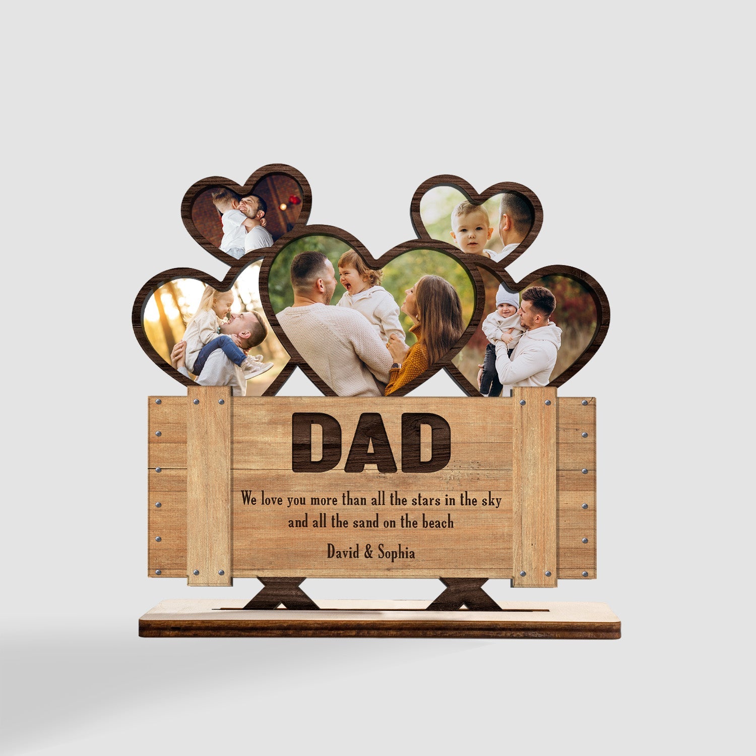Custom Photo, Wooden Plaque 3 Layers, Heart Shape