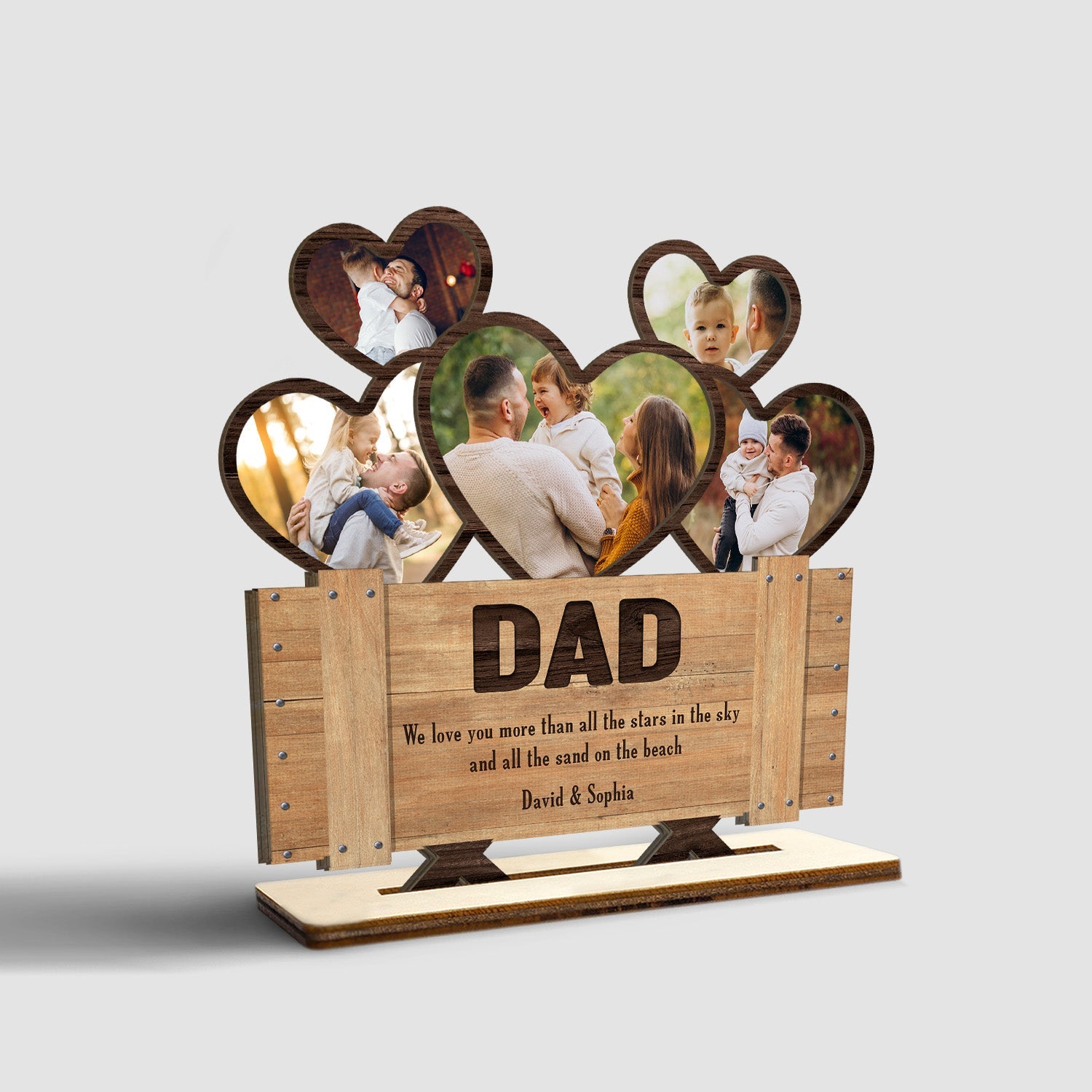 Custom Photo, Wooden Plaque 3 Layers, Heart Shape