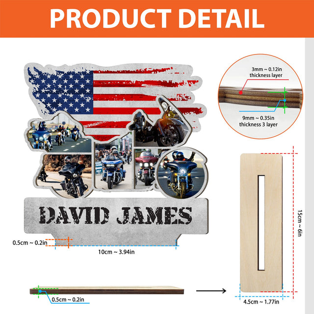 Custom Photo, Wooden Plaque 3 Layers, Motorbike Shape