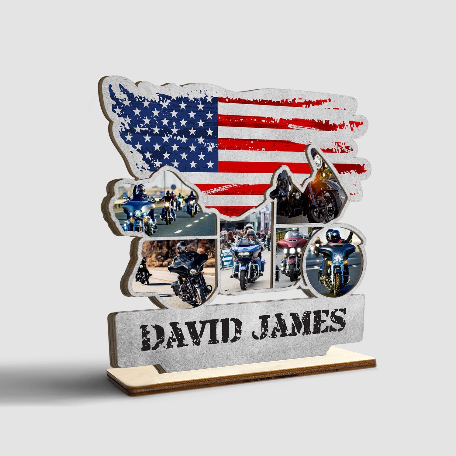 Custom Photo, Wooden Plaque 3 Layers, Motorbike Shape