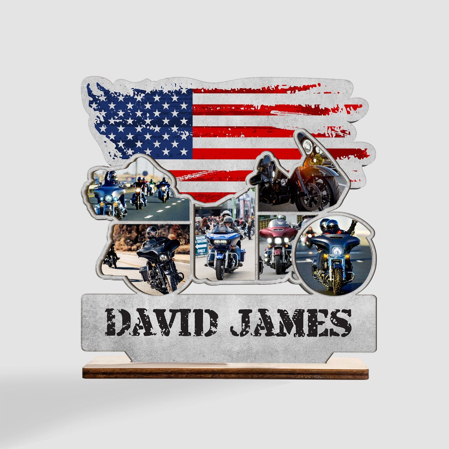 Custom Photo, Wooden Plaque 3 Layers, Motorbike Shape