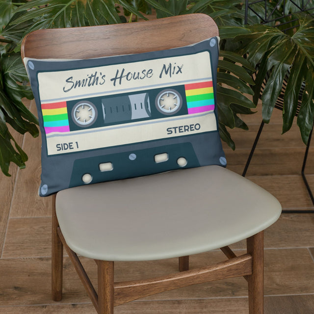 Custom Pillow, Personalized Family Name, Cassette