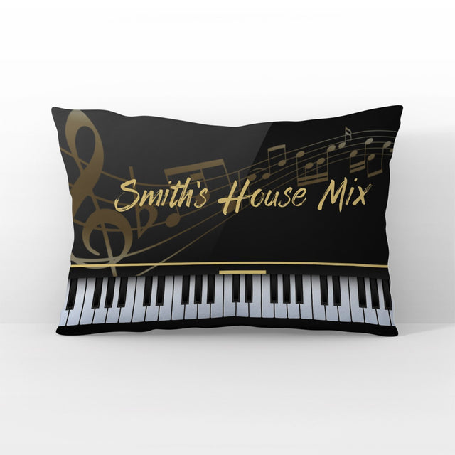 Custom Pillow, Personalized Family Name, Piano Art