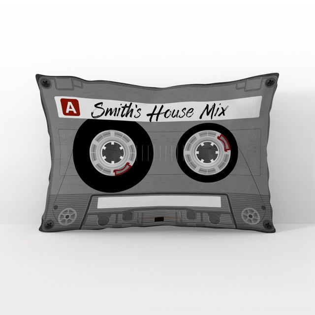 Custom Pillow, Personalized Name, Cassette Art