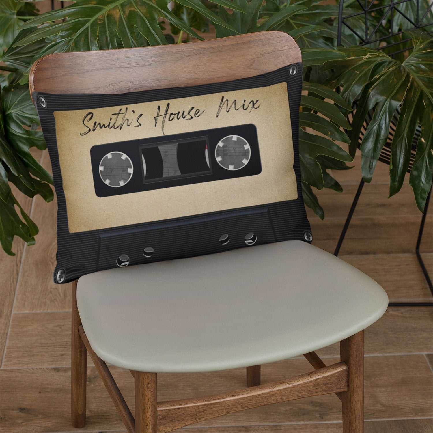 Custom Pillow, Personalized Text, Vintage Cassette