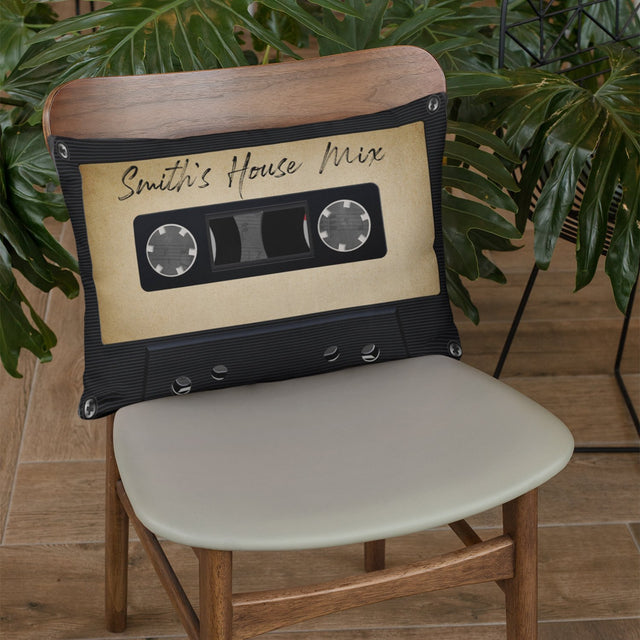 Custom Pillow, Personalized Text, Vintage Cassette