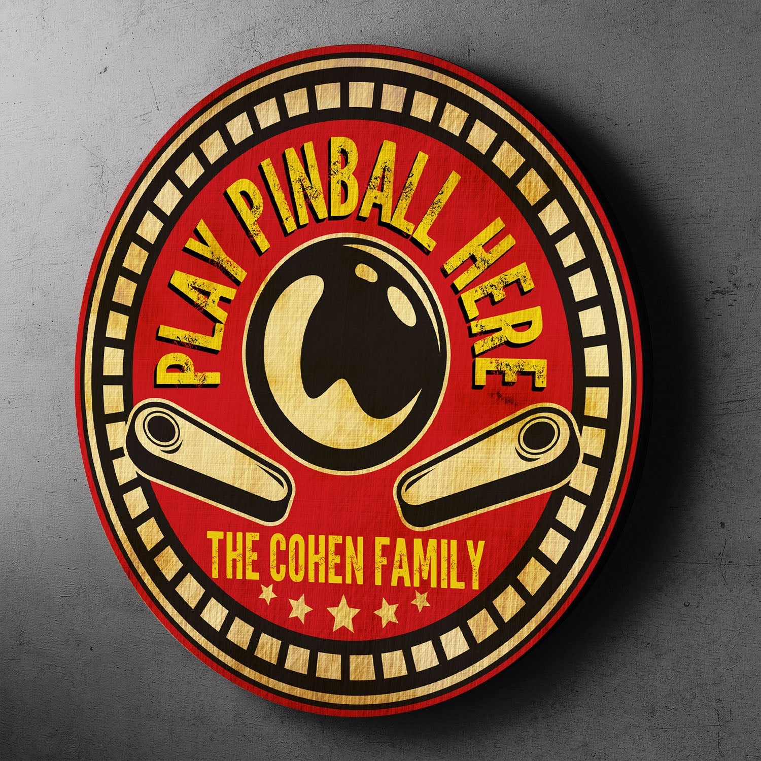Custom Pinball Sign, Personalized Family Name