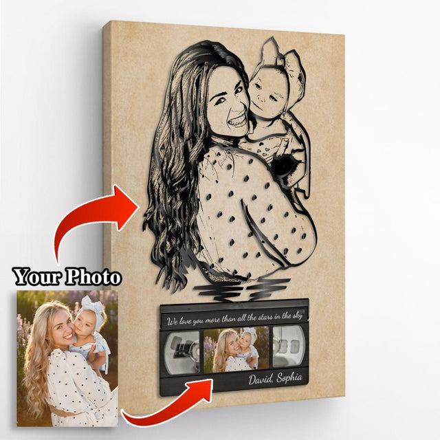Custom Portrait From Photo, Cassette Tape Canvas Wall Art