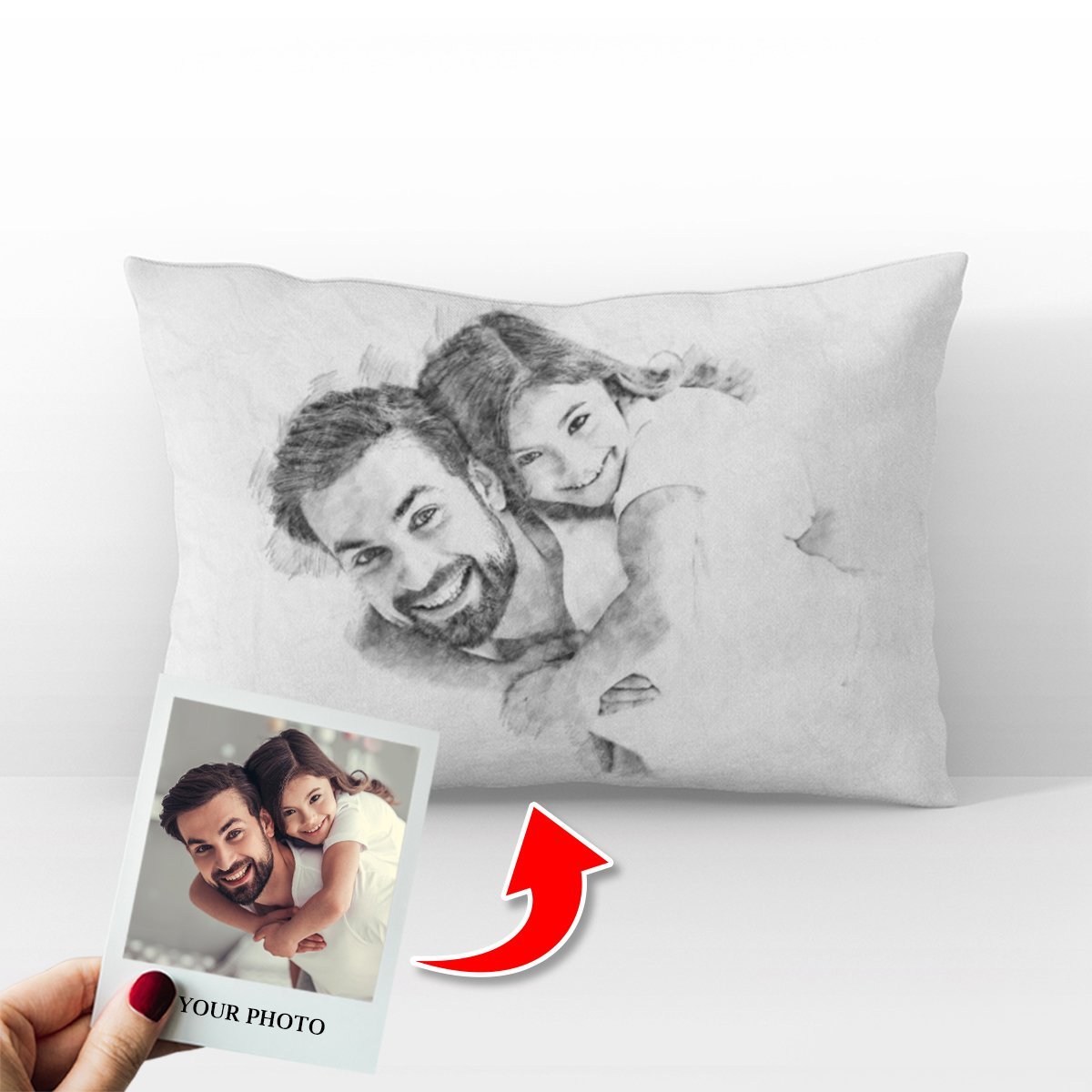 Custom Portrait From Photo, Portrait Sketch, Pillow