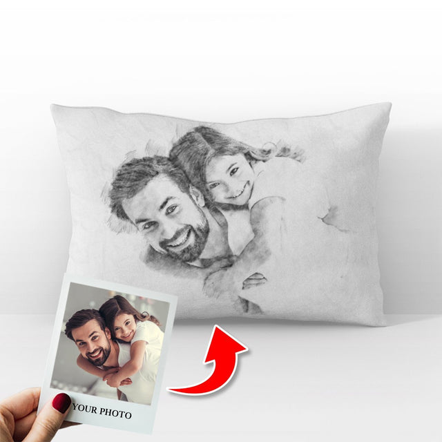 Custom Portrait From Photo, Portrait Sketch, Pillow