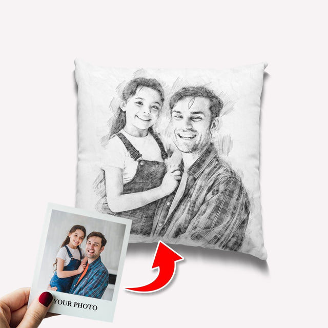 Custom Portrait From Photo, Portrait Sketch, Pillow
