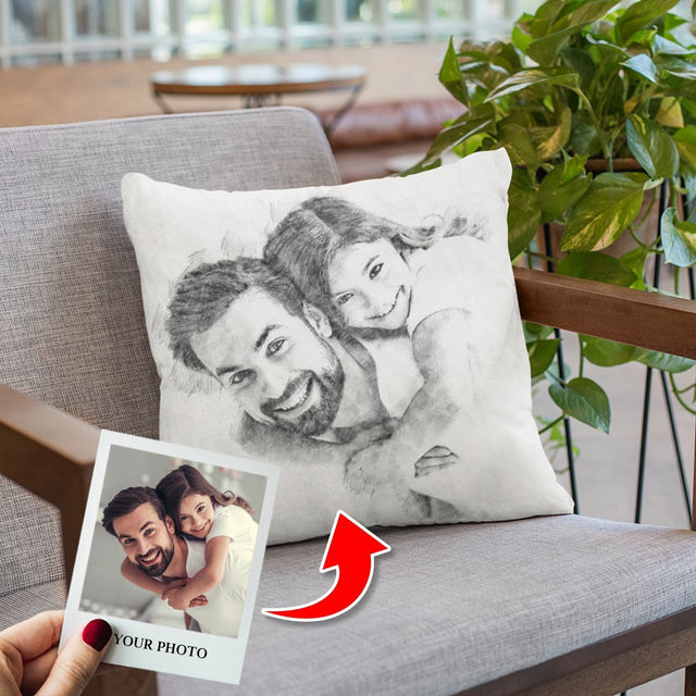 Custom Portrait From Photo, Portrait Sketch, Pillow