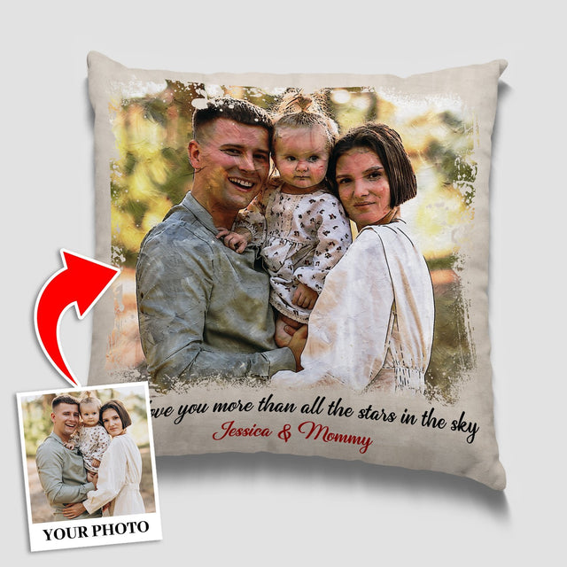 Custom Portrait From Photo, Real Paint, Pillow