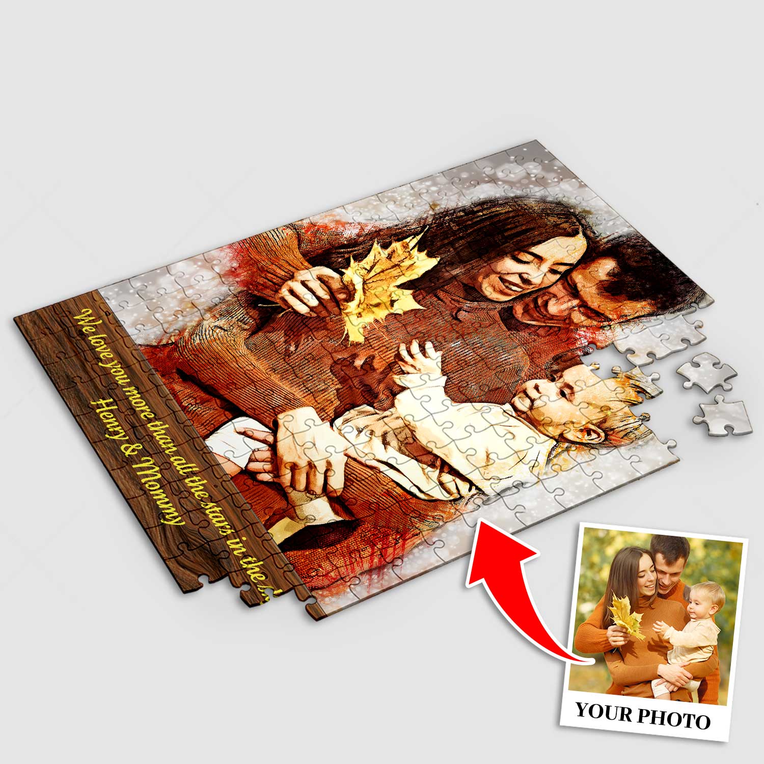 Custom Portrait From Photo, Sparkle Watercolor, Jigsaw Puzzles