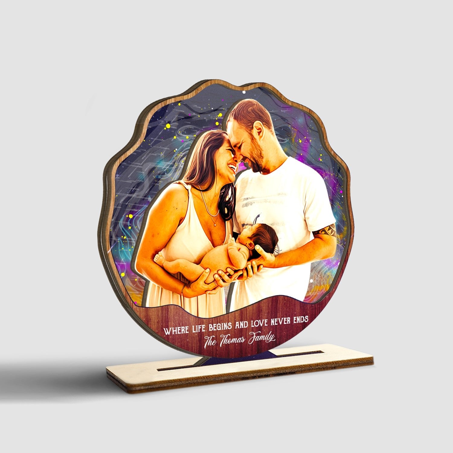 Custom Portrait From Photo, Star Wave Style, Wooden Plaque 3 Layers