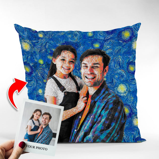 Custom Portrait From Photo, Van Gogh Painting, Pillow
