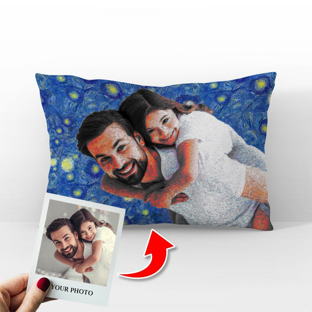 Custom Portrait From Photo, Van Gogh Painting, Pillow