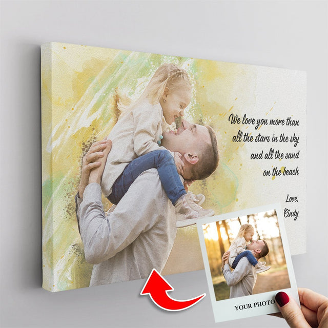Custom Portrait From Photo, Watercolor, Canvas Wall Art