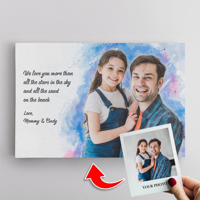 Custom Portrait From Photo, Watercolor, Canvas Wall Art