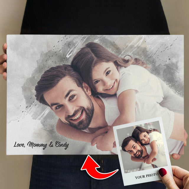 Custom Portrait From Photo, Watercolor, Canvas Wall Art